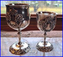 REED & BARTON King Francis Water & Wine Goblet Silver Plate 1659 & 1662 Set