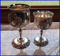 REED & BARTON King Francis Water & Wine Goblet Silver Plate 1659 & 1662 Set
