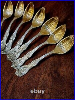 Rare Reed & Barton Sterling Silver And Gold Melon Spoons 12 Pieces 409 grams