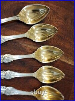 Rare Reed & Barton Sterling Silver And Gold Melon Spoons 12 Pieces 409 grams