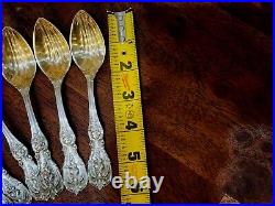 Rare Reed & Barton Sterling Silver And Gold Melon Spoons 12 Pieces 409 grams