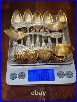 Rare Reed & Barton Sterling Silver And Gold Melon Spoons 12 Pieces 409 grams