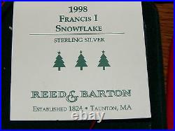 Reed & Barton Francis 1 Snowflake 1998-1st Edition-Sterling Silver Ornament-NIB