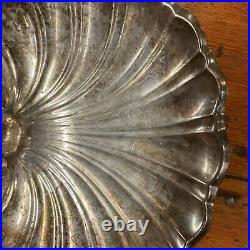 Reed & Barton Francis I Silver Large Clam Shell Dish 1936 fancy feet Oysters