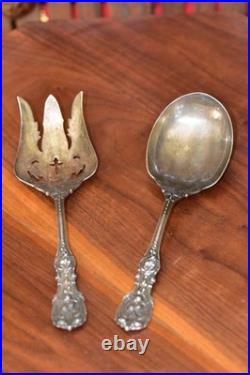 Reed & Barton Francis I Sterling Silver 9 1/2 Salad Serving Spoon & Fork Set