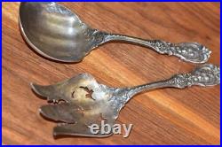 Reed & Barton Francis I Sterling Silver 9 1/2 Salad Serving Spoon & Fork Set