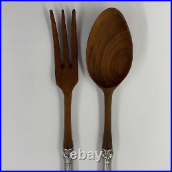 Reed & Barton Francis I Sterling Silver & Wooden Salad Serving Fork & Spoon Set