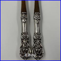 Reed & Barton Francis I Sterling Silver & Wooden Salad Serving Fork & Spoon Set