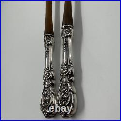 Reed & Barton Francis I Sterling Silver & Wooden Salad Serving Fork & Spoon Set