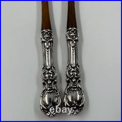 Reed & Barton Francis I Sterling Silver & Wooden Salad Serving Fork & Spoon Set