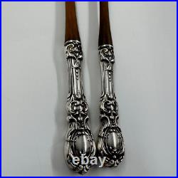 Reed & Barton Francis I Sterling Silver & Wooden Salad Serving Fork & Spoon Set