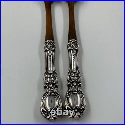 Reed & Barton Francis I Sterling Silver & Wooden Salad Serving Fork & Spoon Set