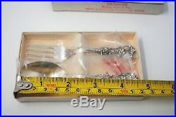 Reed & Barton Francis Sterling Silver Baby Fork & Spoon Set Box and Wrap