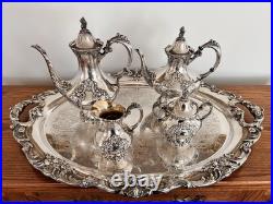 Reed & Barton KING FRANCIS Silverplate Coffee/Tea Pot Set & 30 Serving Tray