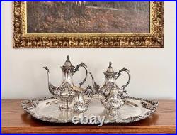 Reed & Barton KING FRANCIS Silverplate Coffee/Tea Pot Set & 30 Serving Tray