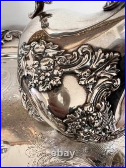 Reed & Barton KING FRANCIS Silverplate Coffee/Tea Pot Set & 30 Serving Tray