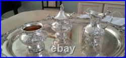 Reed & Barton KING FRANCIS Silverplate Coffee/Tea Pot Set & TOWLE Tray 7 Pc