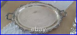 Reed & Barton KING FRANCIS Silverplate Coffee/Tea Pot Set & TOWLE Tray 7 Pc
