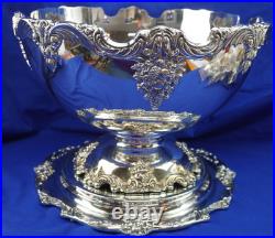 Reed & Barton King Francis 1627 Punch Bowl with #1666 Plateau & 12 Punch Cups B19