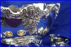 Reed & Barton King Francis 1627 Punch Bowl with #1666 Plateau & 12 Punch Cups B19