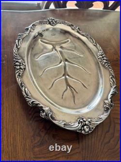 Reed & Barton King Francis 1674 Meat Tray Serving Platter Oval Silver Plate 19
