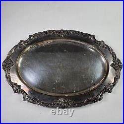 Reed & Barton King Francis 1676 Silverplate Oval Serving Platter With Wood Board