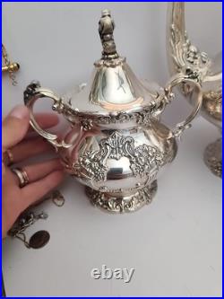 Reed & Barton King Francis 3 Pc Set Coffee Pot 1650 Sugar Bowl 1652 Creamer 1653