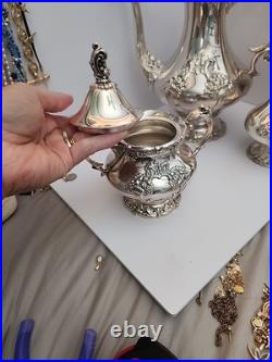 Reed & Barton King Francis 3 Pc Set Coffee Pot 1650 Sugar Bowl 1652 Creamer 1653
