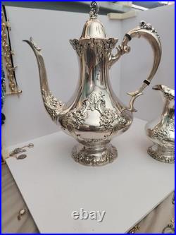 Reed & Barton King Francis 3 Pc Set Coffee Pot 1650 Sugar Bowl 1652 Creamer 1653