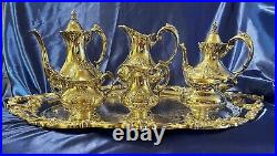 Reed Barton King Francis 7 Piece Silverplate Tea Set with Water Pitcher