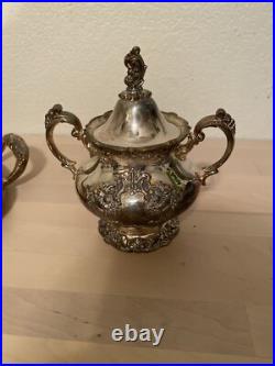 Reed & Barton, King Francis Coffee and Tea Set Five Pieces Tray Sugar Bowl