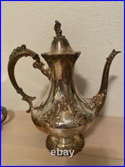 Reed & Barton, King Francis Coffee and Tea Set Five Pieces Tray Sugar Bowl