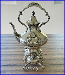 Reed & Barton King Francis Silverplate 7 Pc Coffee Tea Set w Kettle Stand Tray