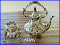 Reed & Barton King Francis Silverplate 7 Pc Coffee Tea Set w Kettle Stand Tray