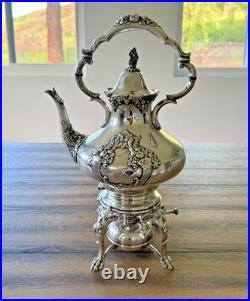 Reed & Barton King Francis Silverplate 7 Pc Coffee Tea Set w Kettle Stand Tray