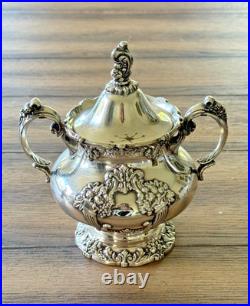 Reed & Barton King Francis Silverplate 7 Pc Coffee Tea Set w Kettle Stand Tray