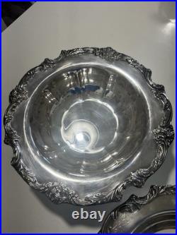 Reed Barton King Francis Silverplate Footed Centerpiece Bowl #1694 & 1671 Dish