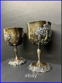 Reed & Barton King Francis Water Wine Goblet 6-1/2 Silverplate (2) Set 1659 Cup