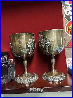 Reed & Barton King Francis Water Wine Goblet 6-1/2 Silverplate (2) Set 1659 Cup