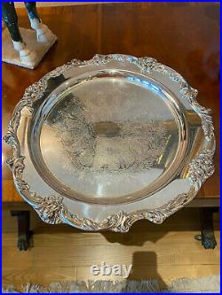 Reed & Barton Silverplate King Francis Round Tray 1686 Diameter is 14 7/8