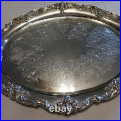 Reed & Barton Silverplate Waiter Tray 1655 King Francis 30 x 21 Ornate Design
