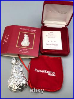 Reed & Barton Sterling Silver 2009 Francis 1 Christmas Pear Ornament, with box