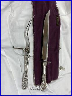 Reed and Barton Francis I Roast Carving Knife & Fork Set Sterling Silver Handles