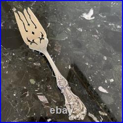 Reed&barton Francis I Old M Hand Pierced8diamond Sterling Silver Cold Meat Fork