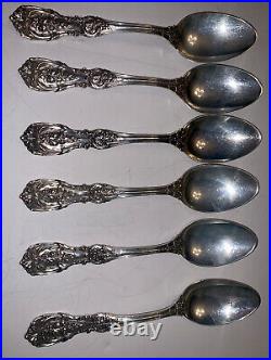 SET OF 6 Reed and Barton Sterling Francis I Teaspoons, 5 7/8 Old Mark 1907