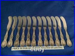 Set Of 12 Reed & Barton Francis I Sterling Flat Butter Knives NO mono Old h/m