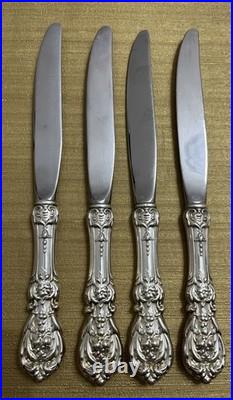 Set of 4 REED & BARTON STERLING SILVERFRANCIS I Knives Mirror Stele 9 3/8