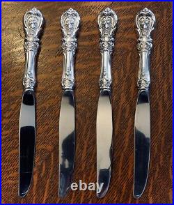 Set of 4 Reed & Barton Francis I Sterling Silver Handle Dinner Knife 9 No Mono