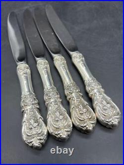 Set of 4 Reed & Barton Francis I Sterling Silver Handled Dinner Knives No Mono