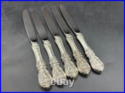 Set of 5 Reed & Barton Francis I Sterling Silver Handled Dinner Knives No Mono